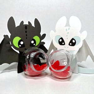 Paquete SVG de Toothless y Lightfury: Archivos de corte para decoración de fiesta de dragones, Cómo entrenar a tu dragón, porta dulces Cricut SVG para fiesta de cumpleaños