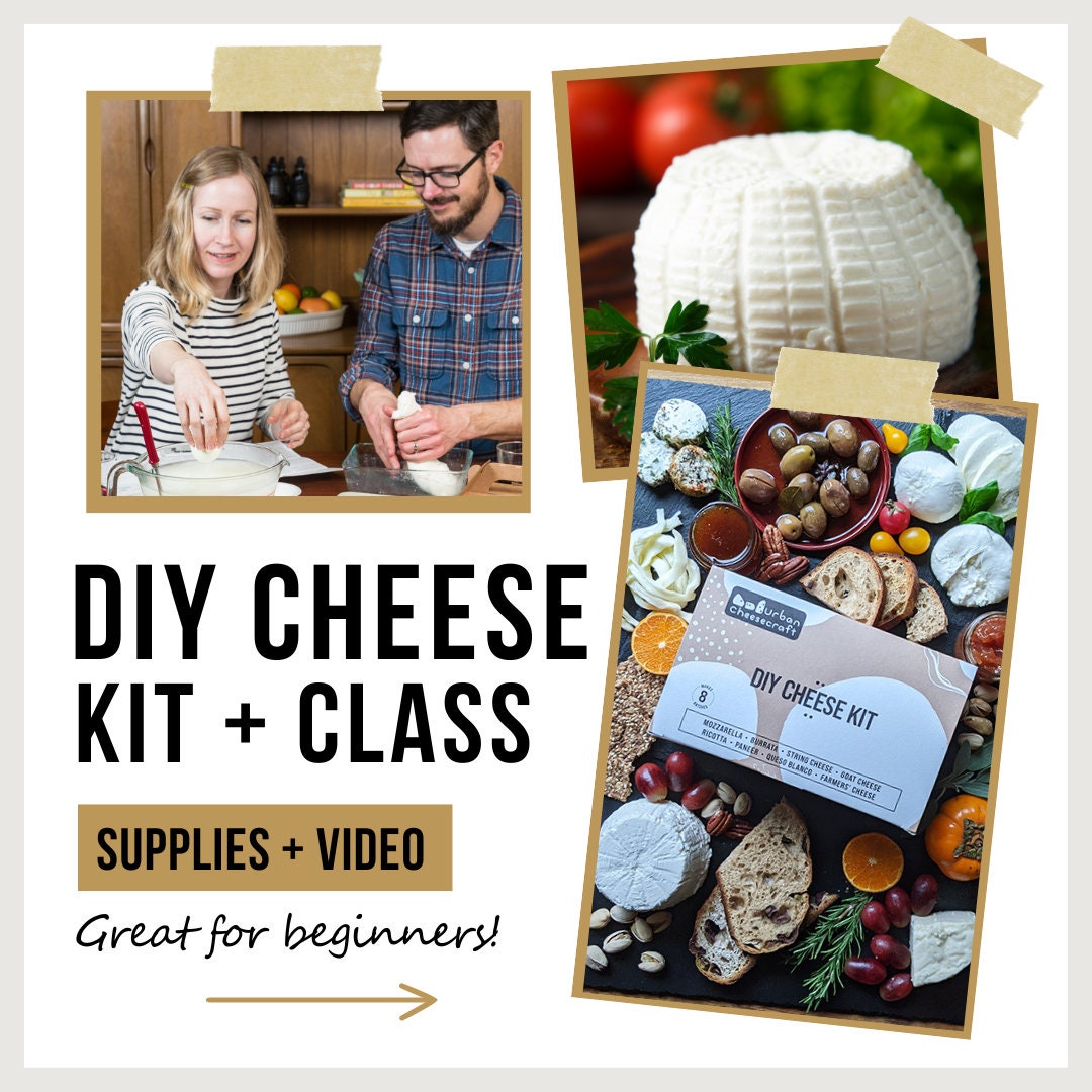DIY Cheese Making Kit With Video Instructions, Choose Fresh Wheels or Mozzarella and String