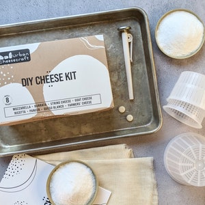 INTERNATIONAL CHEESEMAKING KIT Burrata Mozzarella String Cheese Goat Cheese Ricotta Paneer Vegetarian Rennet, Beginner DiY Cheesemaking Gift