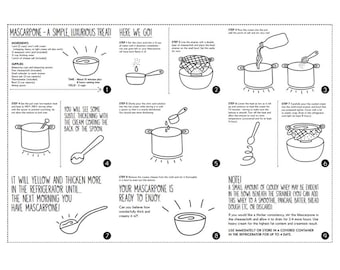 Mascarpone Recipe: Illustrated DIY Cream Cheese, Kitchen Wall Art (PDF)