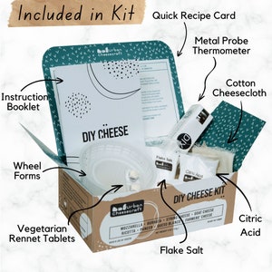 Deluxe Cheesemaking Kit 8 Cheeses Burrata Mozzarella String Cheese Ricotta Paneer Queso Blanco Goat DIY Cheese Kit Homemade for Beginner image 2