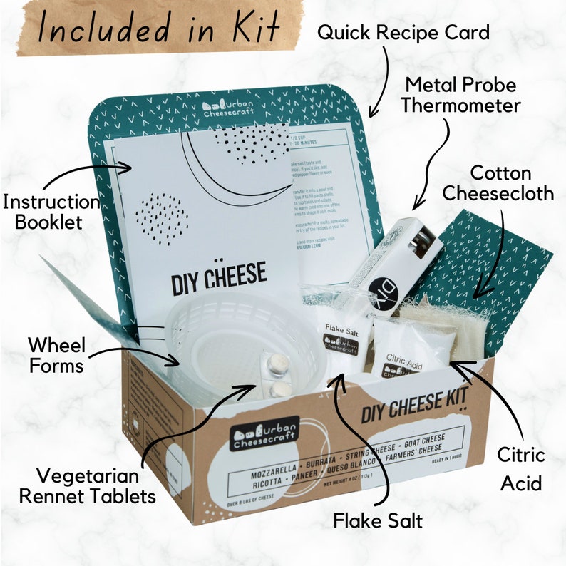 DIY Cheese Making Kit with Video Instructions, Choose Fresh Wheels or Mozzarella and String Cheese, Cheesemaking Supplies, Experience Gift image 3