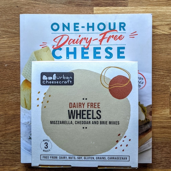Vegan Gift Bundle, One Hour Dairy Free Cheese Book, 50 Recipes, Vegan Cheesemaking Kit, DIY Supplies for Vegan Cheddar Mozzarella Brie
