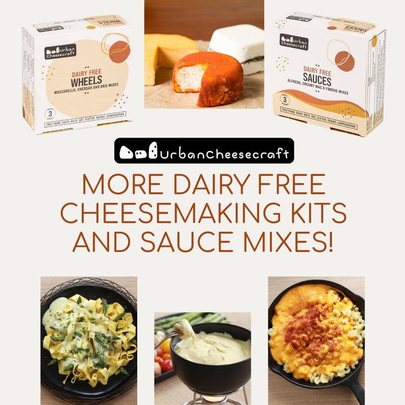 selection of all vegan cheese kits and cheese sauce mixes by urban cheesecraft