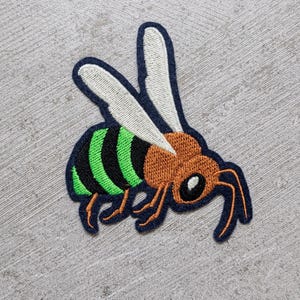 Neon iron-on bee patch, Embroidered badge to iron on or sew on, Embroidery patch, Customization of clothing and accessories, Gift
