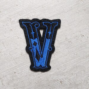 Iron-on letter V patch, Embroidered badge to iron on or sew on, Embroidery patch, Customization of clothing and accessories, Gift