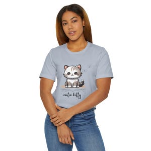 Süßes Kätzchen Damen Jersey T-Shirt | Geschenk für Haustierliebhaber, Katzen-T-Shirt, Shirt mit Tiergrafik, Geburtstagsgeschenk, Freizeitkleidung