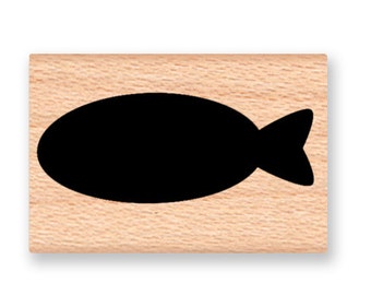 SOLID FISH SILHOUETTE  - Gold fish-school of fish-wood mounted rubber stamp (45-05)