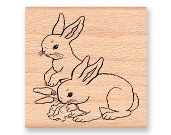 GARDEN BUNNIES~Rabbits~Cute Spring or Easter Stamp~Wood Mounted Rubber Stamp (25-27)