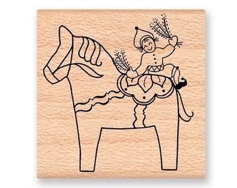 Dala Horse Rubber Stamp~Nisse~Tomte~Scandivian Decor and Crafting~Christmas or Holiday Crafts and Card Making (01-08L)