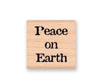 Peace on Earth Rubber Stamp~Christmas Stamp~Holiday Stamps~Christmas Card Making~Christmas Tags~Mountainside Crafts (14-61)