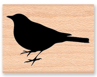 SILHOUETTE BIRD Rubber Stamp~Small Solid Robin Stamp~Wood Mounted Rubber Stamp (31-04)