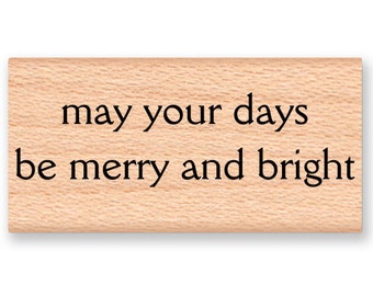 CHRISTMAS RUBBER STAMPS~Two Options~Vintage Holiday Sentiment~Merry and Bright~Holiday Crafting Card Making~Wood Mounted (55-19CH)(55-10MB)