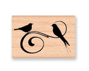 LOVE BIRD FLOURISH~Rubber Stamp~Perfect for Wedding and Anniversary Cards~Wood Mounted Rubber Stamp (15-02)