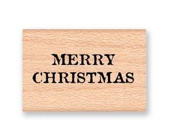 MERRY CHRISTMAS Rubber Stamp~Holiday Card Making and Crafts~Vintage Font~Wood Mounted Rubber Stamp by Mountainside Crafts (14-65)