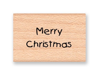 Merry Christmas Rubber Stamp~Wood Mounted Rubber Stamp by Mountainside Crafts