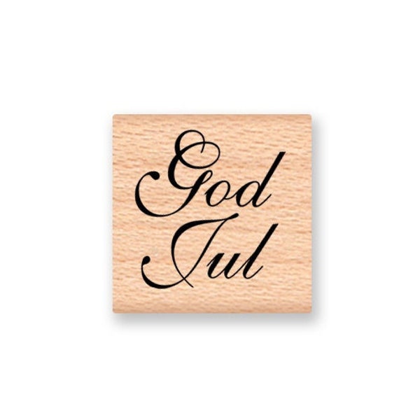 GOD JUL~Rubber Stamp~Tiny Tag Size~One Inch~ DIY Scandinavian Merry Christmas~Swedish and Norwegian~wood mounted rubber stamp (28-27)