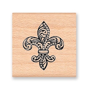 Tampon en caoutchouc fleur de lys ~ symbole Florence Italie ~ tampon en caoutchouc sur bois