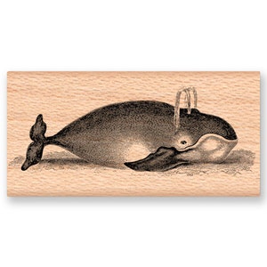 Vintage Whale RUBBER STAMP~Whale with Spout~Stamp~Ocean Sea Nautical Theme~Wood Mounted~Mountainside Crafts (48-27)