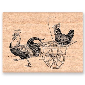 Vintage Chicken and Rooster Stamp~Chickens and Eggs to Market~Eggs for Sale~Wood Mounted Rubber Stamp from Mountainside Crafts (21-30)