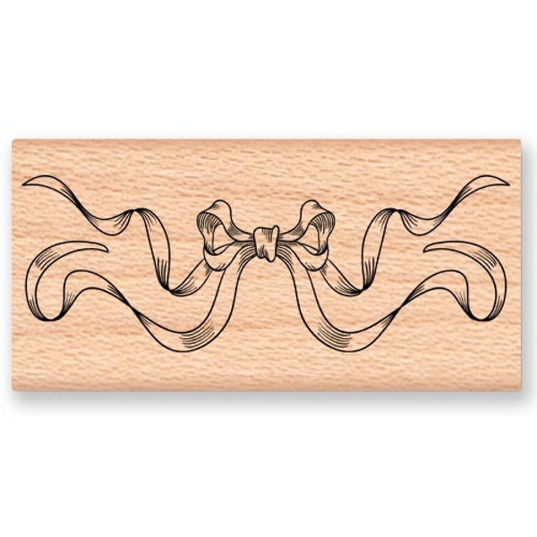VINTAGE RIBBON BOW Rubber Stamp~Pretty Bow~Two Sizes Available Small or Large~Wood Mounted Rubber Stamp~Mountainside Crafts (29-22)(42-11)
