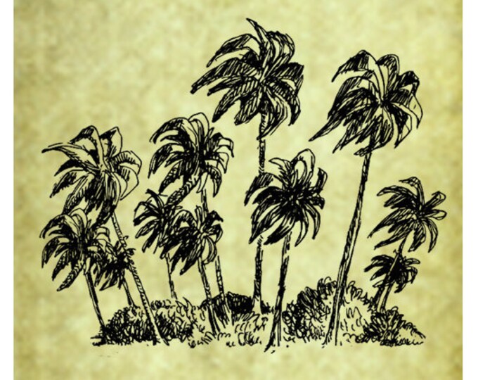PALM TREES Rubber Stamppalm Treepalmsbeach - Etsy