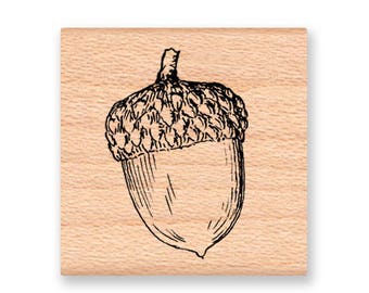 ACORN Rubber Stamp~Thanksgiving Fall and Autumn Stamp~Perfect for DIY Holiday Projects~Harvest Bounty Stamp~Wood Mounted Stamp (25-02)