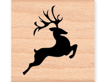 REINDEER Rubber Stamp~Flying Reindeer~Christmas Stamp~Rudolph ~Holiday DIY Card Making (29-11)