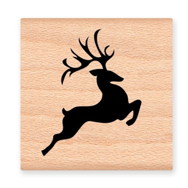 REINDEER Rubber Stamp~Flying Reindeer~Christmas Stamp~Rudolph ~Holiday DIY Card Making (29-11)