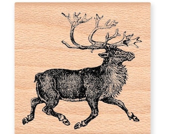 REINDEER RUBBER STAMP~Vintage Nordic Scandinavian Reindeer~Christmas Crafting~Wood mounted rubber stamp (29-12LG)