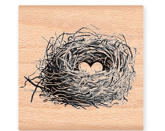 Birds Nest Rubber Stamp~Spring Bird Nest~Baby Bird Eggs~Robins Nest~Wood Mounted Rubber Stamp by Mountainside Crafts (40-22)