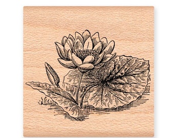 WATER LILY Rubber Stamp~Water Flower~Wood Mounted Rubber Stamp (27-06)