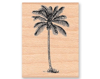 TROPICAL PALM TREE -Coconut Tree- two sizes - small and large-Wood Mounted Rubber Stamp(large 42-18)(small 31-01)