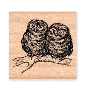 TIMBRE COUPLE CHOUETTE Hiboux amis hiboux tampon en caoutchouc tourtereaux anniversaire de mariage rustique Saint-Valentin deux tailles grand petit (59-14L) (30-03S)