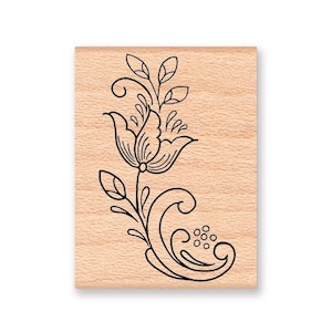 Rosemal Flower Rubber Stamp~Tulip and Buds~Scandinavian~Swedish~Norwegian~Rosemaling~Art~Painting~Folkart~Mountainside Crafts  (01-11)