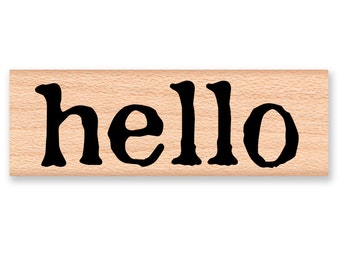 hello rubber stamp~large stamp~bold type font~greeting stamp for cardmaking or guest favors~stamp by Mountainside Crafts (43-03)