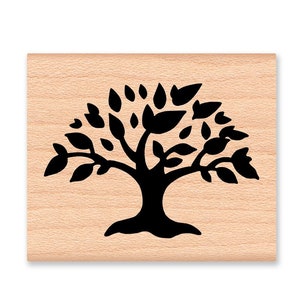 TREE SILHOUETTEStamp Set of 2Tree with LeavesLarge Tree StampWood Mounted Rubber Stamp by Mountainside Crafts 05-08T11-17L image 1