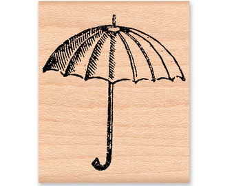 UMBRELLA RUBBER STAMP~Large Wood Mounted Stamp~Sketch~Rainy Day~Bridal Shower~Baby Shower~Mountainside Crafts (48-22)