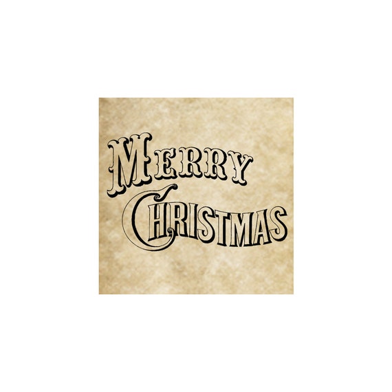 vintage style holiday greeting CM #5 Merry Christmas mounted rubber stamp
