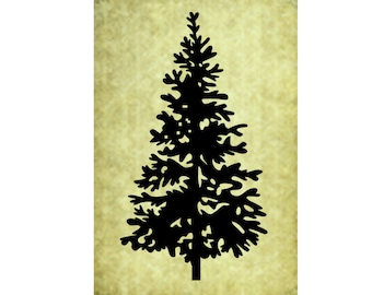 RUBBER STAMP Pine Tree~Silhouette Christmas Evergreen~Large Tree~DIY Holiday Card Making~Unmounted Cling Stamp~Mountainside Crafts  (50-05)
