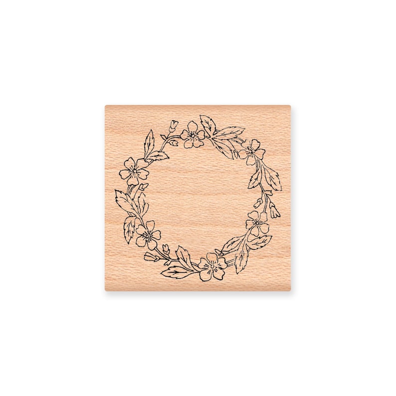 FLORAL WREATH-wood mounted rubber stamp MCRS 41-23