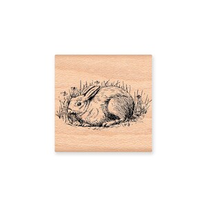 Bunny in the grass - wood mounted rubber stamp (MCRS  19-24)