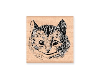 CHESHIRE CAT FACE Rubber Stamp~Alice in Wonderland Cheshire Cat~Wood Mounted Rubber Stamp by Mountainside Crafts (32-05)