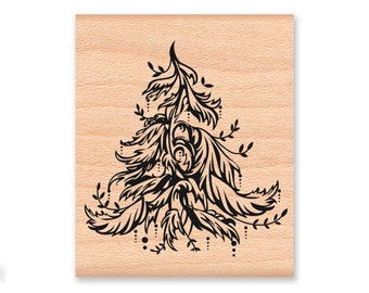 VINTAGE CHRISTMAS TREE Rubber Stamp~Pretty Holiday Tree Perfect for Christmas Cards and Holiday Crafting  (29-25)