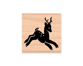 BABY REINDEER-reindeer fawn-Christmas reindeer-vintage reindeer fawn-reindeer silhouette-wood mounted rubber stamp (MCRS 31-12)