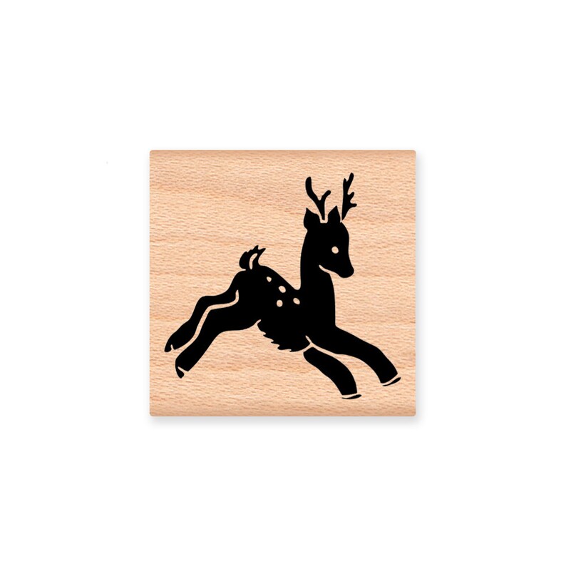 BABY REINDEER-reindeer fawn-Christmas reindeer-vintage reindeer fawn-reindeer silhouette-wood mounted rubber stamp MCRS 31-12 image 1