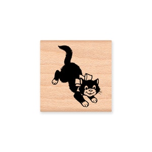 PLAYFUL KITTY CAT Rubber Stamp~Kitten with bow~Cute Cat Stamp~Wood Mounted Rubber Stamp (25-09)