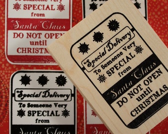 Santa Christmas Tag Rubber Stamp~Special Delivery from Santa Clause~Do not open until Christmas~To Someone Special~DIY Chrsitmas Tag (16-01)
