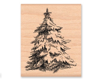 SNOWY TREE -Wood Mounted Rubber Stamp (MCRS 29-24)