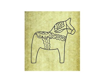 PAINTED DALA HORSE Rubber Stamp~Large Cling Unmounted Stamp~Scandinavian Christmas and Holiday Crafts and Decor~Mountainside Crafts (51-26)